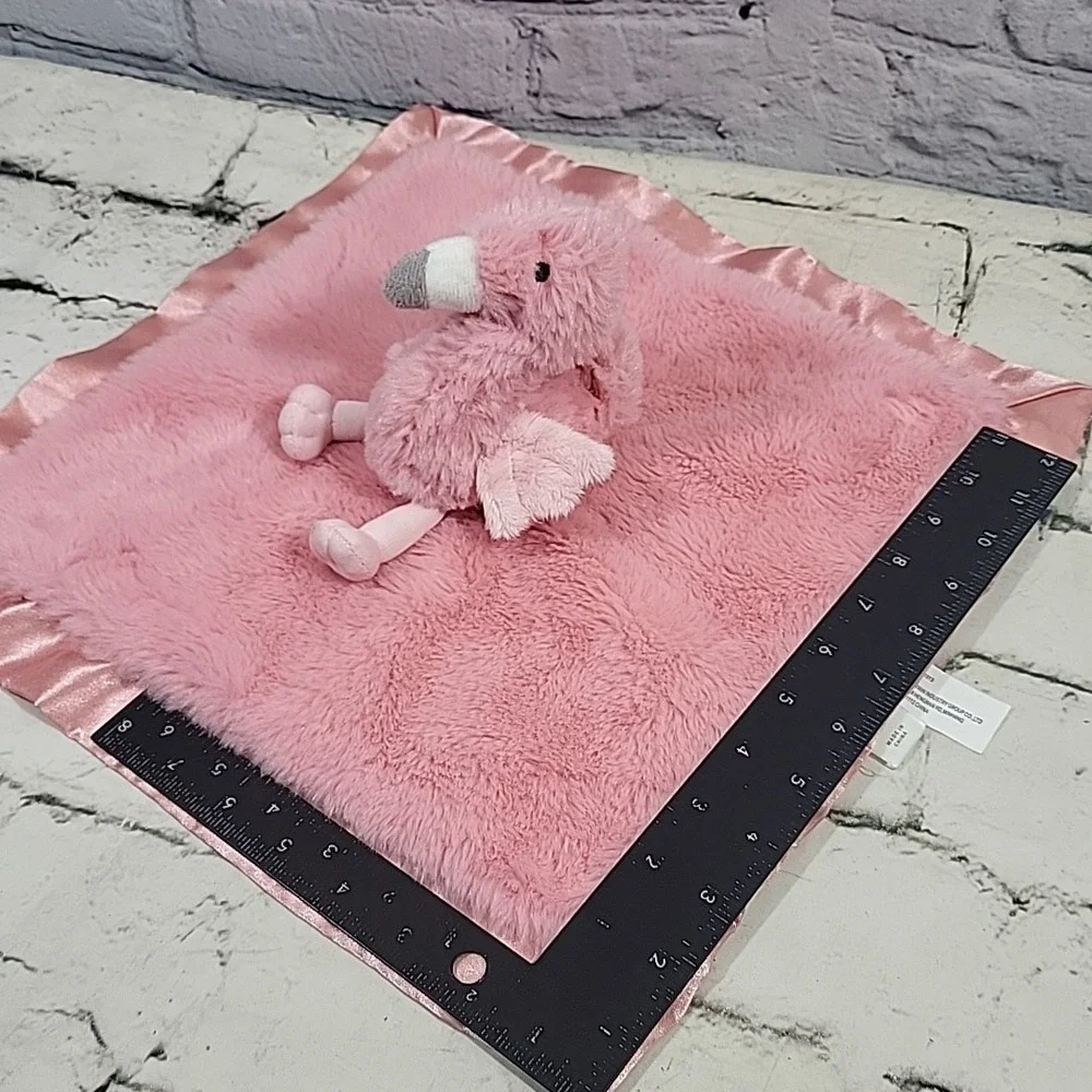 Cloud Island Pink Flamingo Baby Lovey Security Blanket Satin Back 14